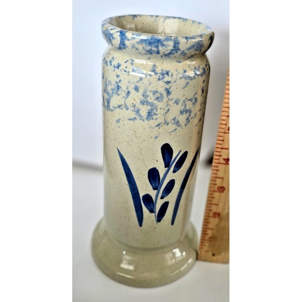 Vintage RRP Pottery Vase Blue Leaf Design - Picture 8 of 8
